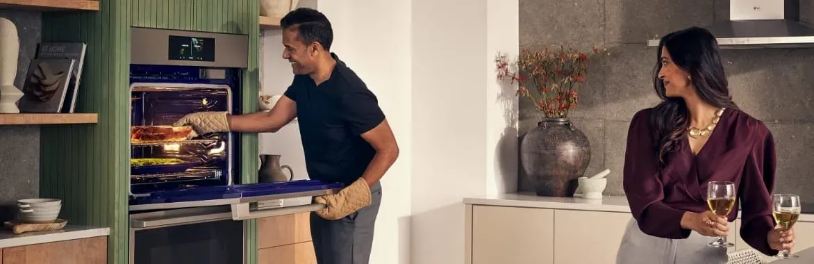 lg studio oven couple cooking